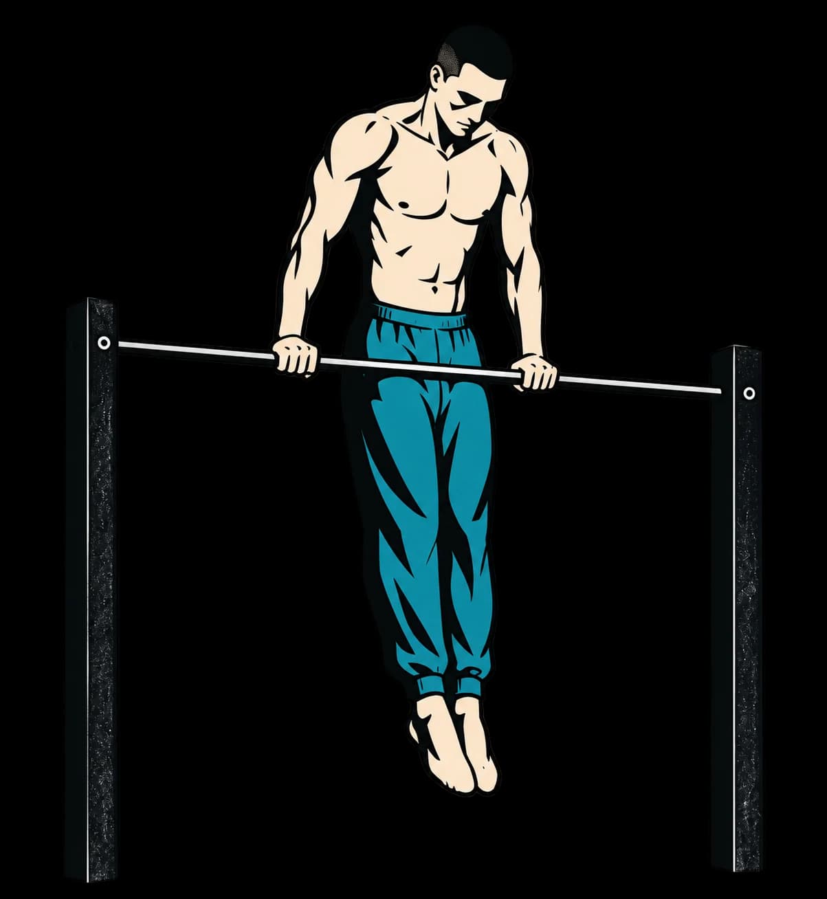 Muscle-up illustration inspired by the Kallos murals